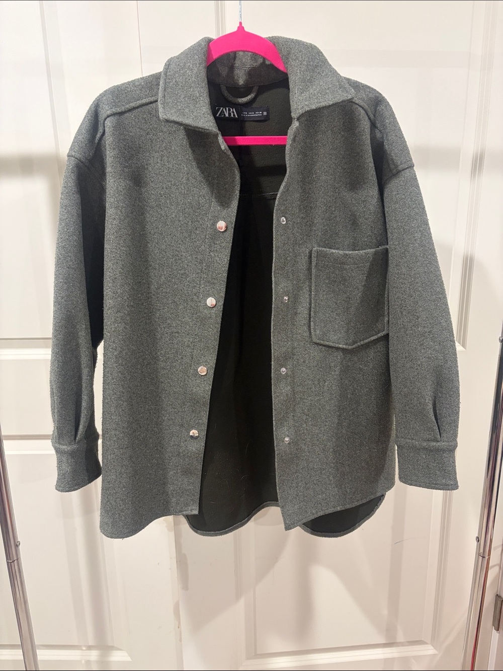 Zara Women's Army Green Oversized Shirt Jacket